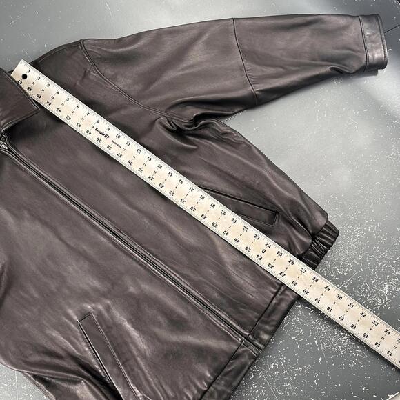 Jos A Bank Leather Jacket Mens Large Black Full Zip Soft Supple Dress Old Money - Picture 6 of 9